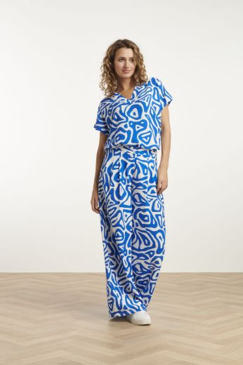 Picture of Tall Ladies Wide Leg Trousers L37 Inch, cobalt blue print