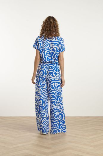 Picture of Tall Ladies Wide Leg Trousers L37 Inch, cobalt blue print