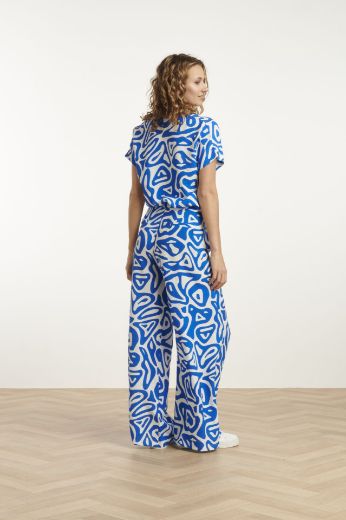 Picture of Tall Ladies Wide Leg Trousers L37 Inch, cobalt blue print