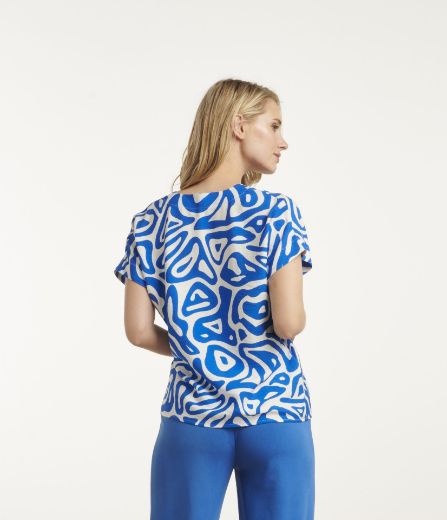 Picture of Tall Women Blouse V-Neck Extra Long, cobalt blue white