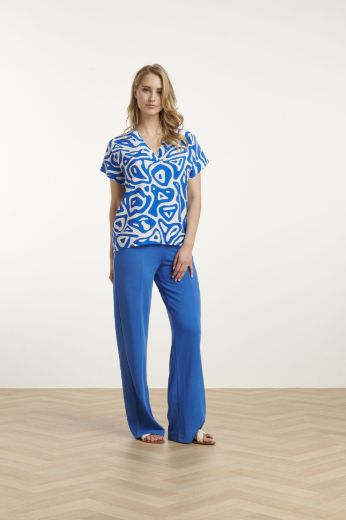 Picture of Tall Women Blouse V-Neck Extra Long, cobalt blue white