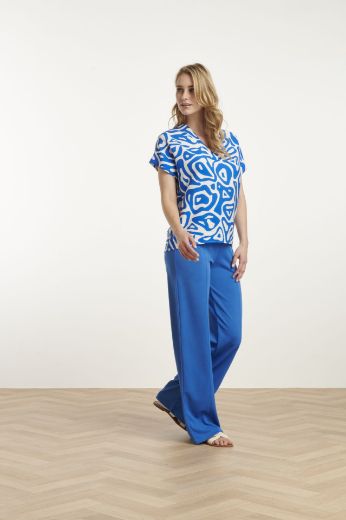 Picture of Tall Women Blouse V-Neck Extra Long, cobalt blue white