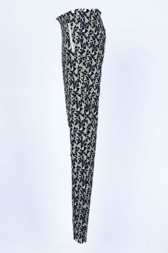 Picture of Tall Women Slim Fit Trousers Jacky Zip L38 Inches, blue beige print