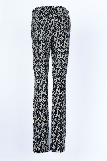 Picture of Tall Women Slim Fit Trousers Jacky Zip L38 Inches, blue beige print