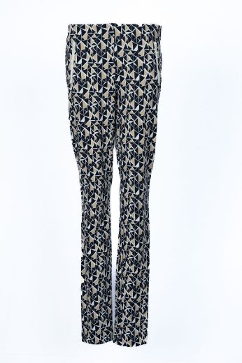 Picture of Tall Women Slim Fit Trousers Jacky Zip L38 Inches, blue beige print