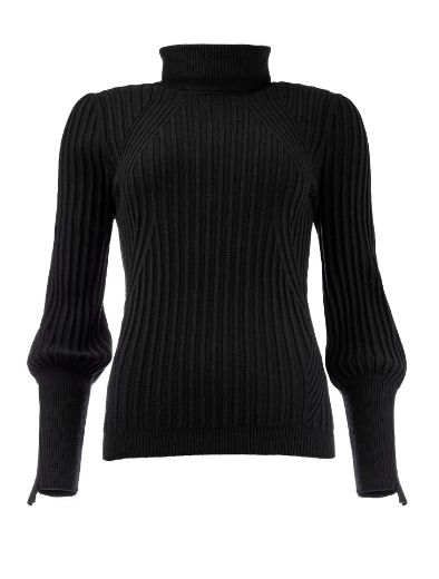 Picture of Tall Women Fine Knit Pullover Turtleneck Rib Pattern Anuary Fine Knit