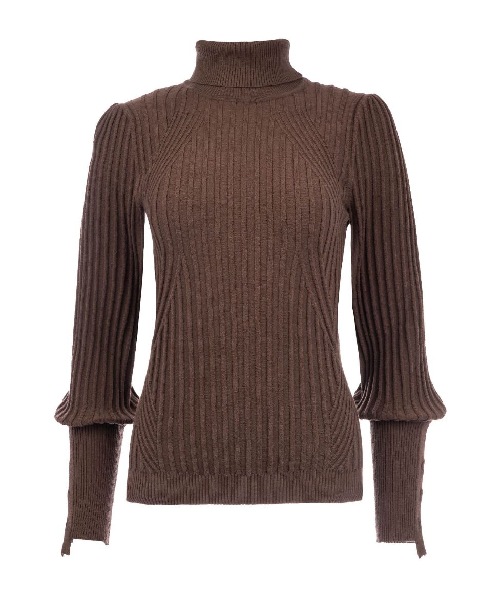 Picture of Tall Women Fine Knit Pullover Turtleneck Rib Pattern Anuary Fine Knit