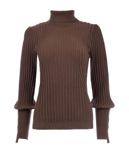 Picture of Tall Women Fine Knit Pullover Turtleneck Rib Pattern Anuary Fine Knit