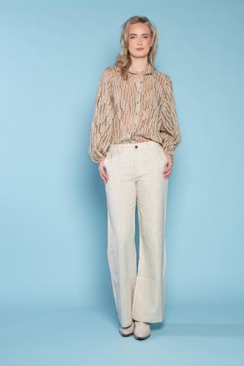 Image de Tall Blouse Tissu Burnout Manches Volantes, beige
