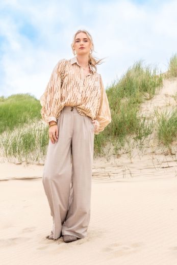 Image de Tall Blouse Tissu Burnout Manches Volantes, beige