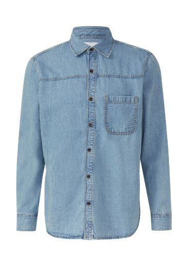 Bild von Tall s.Oliver Herren Jeanshemd aus Baumwolle Extra Lange Ärmel 72 cm