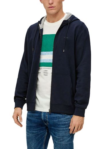Picture of Tall s.Oliver Men's Sweatshirt Jacket with Hood Extra Long