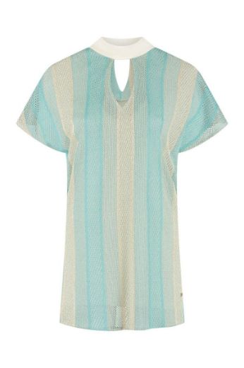Bild von Tall Schluppenbluse Top Extra Lang, aqua blue green