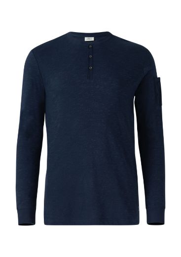 Bild von Tall Herren s.Oliver Langarmshirt Henley-Ausschnitt