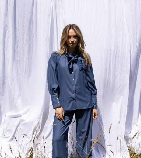 Image de Tall Femme Blouse Felice Bleu Denim doux