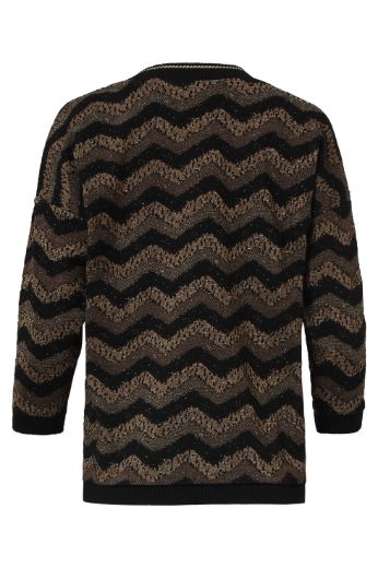 Bild von Damen Zickzack-Oberteil Lurex Schwarz Gold