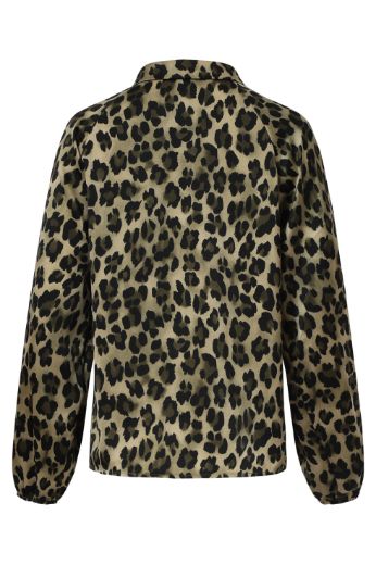 Bild von Tall Damen Satinbluse Leopardenmuster Puffärmeln