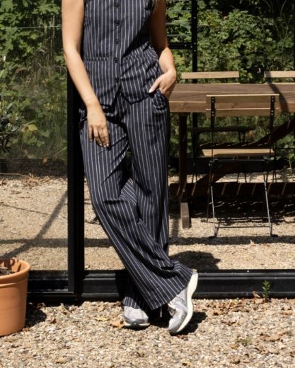 Image de Tall Femme Pantalon Lizzy Fines Rayures Pois Longueur L36 Pouces