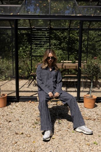 Image de Tall Femme Pantalon Lizzy Fines Rayures Pois Longueur L36 Pouces