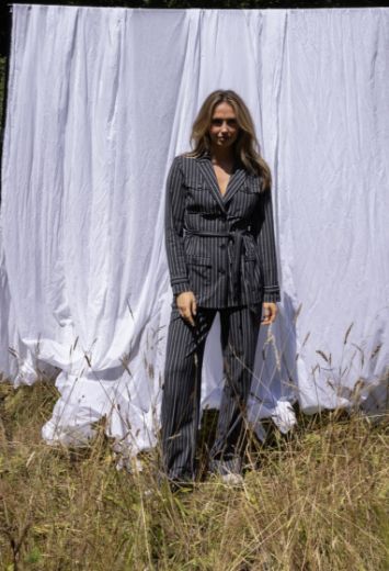 Image de Tall Femme Pantalon Lizzy Fines Rayures Pois Longueur L36 Pouces