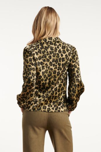 Bild von Tall Damen Satinbluse Leopardenmuster Puffärmeln