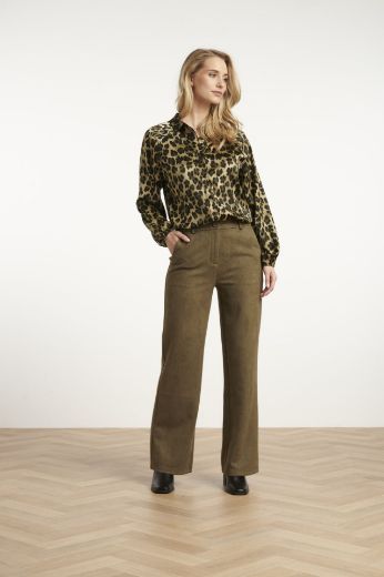 Bild von Tall Damen Satinbluse Leopardenmuster Puffärmeln