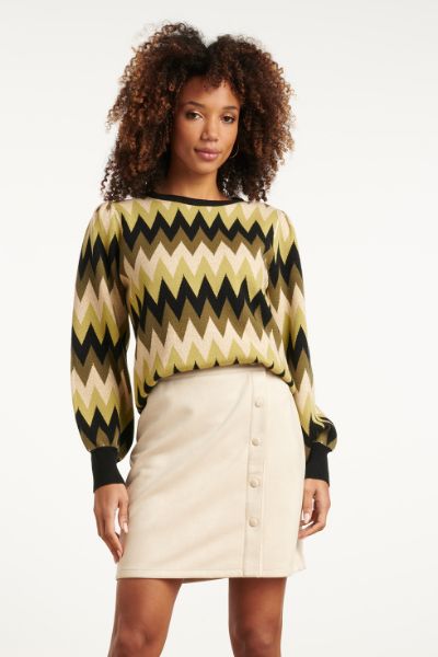 Zeige Details für Damen Feinstrickpullover Zigzag Army Sand Bild von Damen Feinstrickpullover Zigzag Army Sand