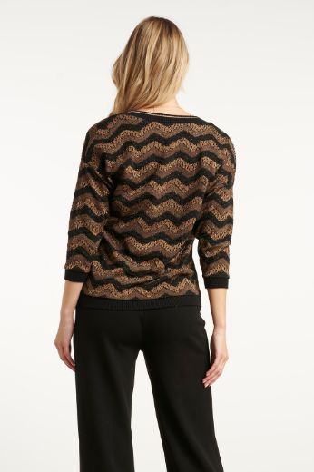 Bild von Damen Zickzack-Oberteil Lurex Schwarz Gold