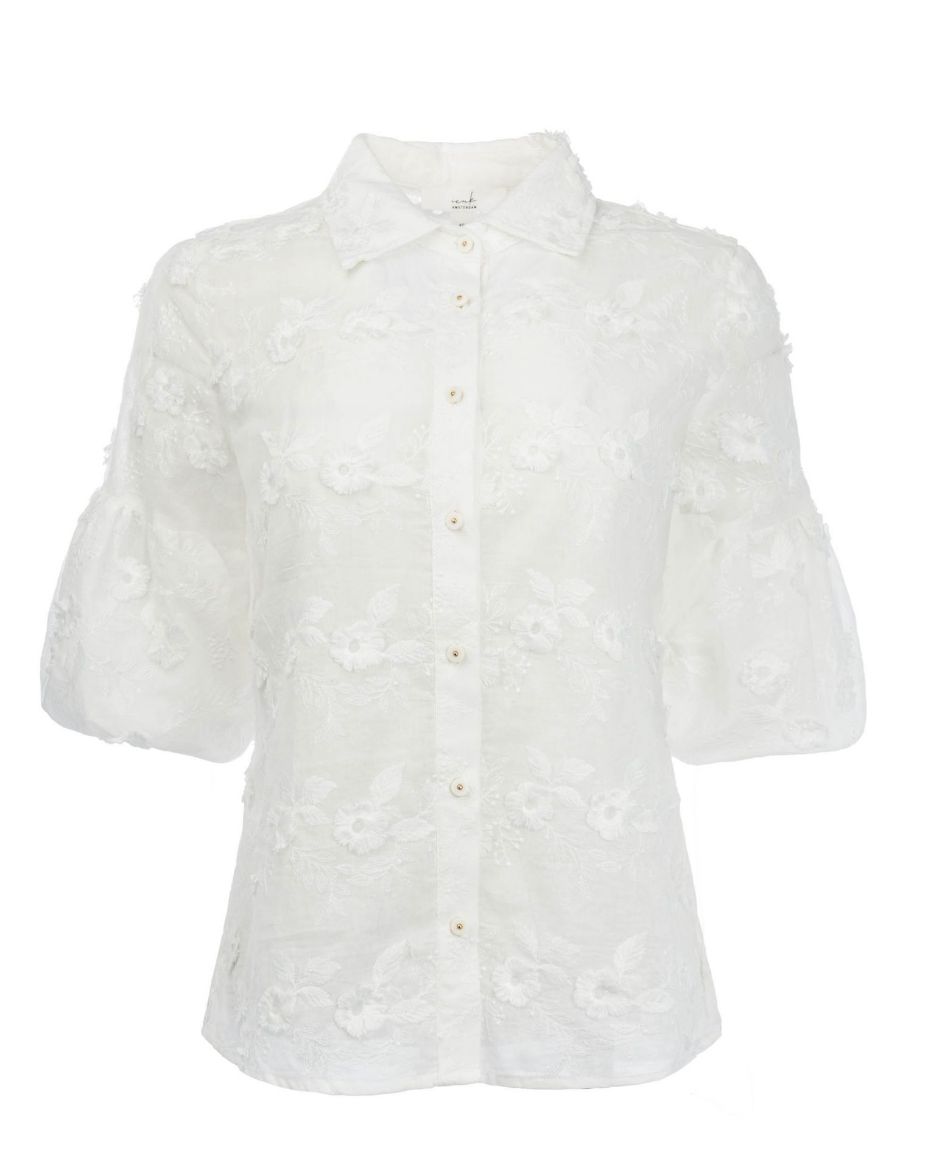 Bild von Tall Damen Bluse Nadine Halbarm Transparent Stickereien