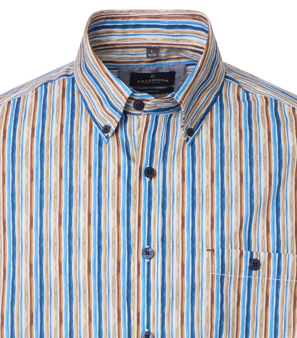 Picture of Tall Men Shirt Casual Fit Sleeve Length 72 cm, blue brown stripes