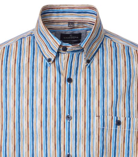 Picture of Tall Men Shirt Casual Fit Sleeve Length 72 cm, blue brown stripes
