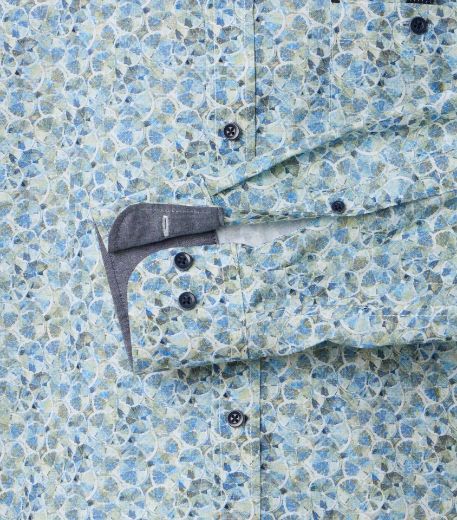 Bild von Tall Herren Hemd Casual Fit Ärmellänge 72 cm, grün blau gemustert