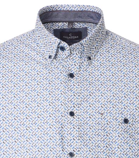 Picture of Tall Men Shirt Casual Fit Sleeve Length 72 cm, blue patterned