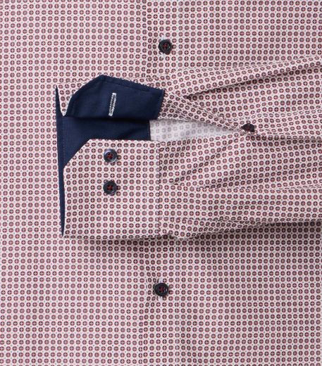 Bild von Tall Herren Hemd Modern Fit Sleeves 72 cm, minimal print red blue