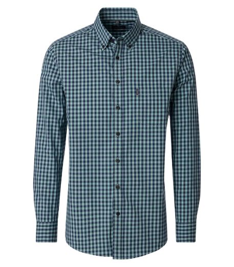 Bild von Tall Herren Hemd Casual Fit Ärmellänge 72 cm, grün blau kariert