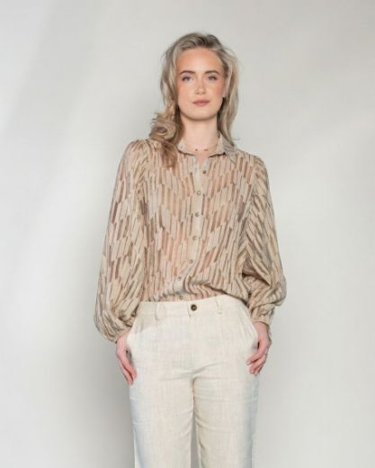 Bild von Tall Bluse Ausbrenner Volant Ärmel, beige
