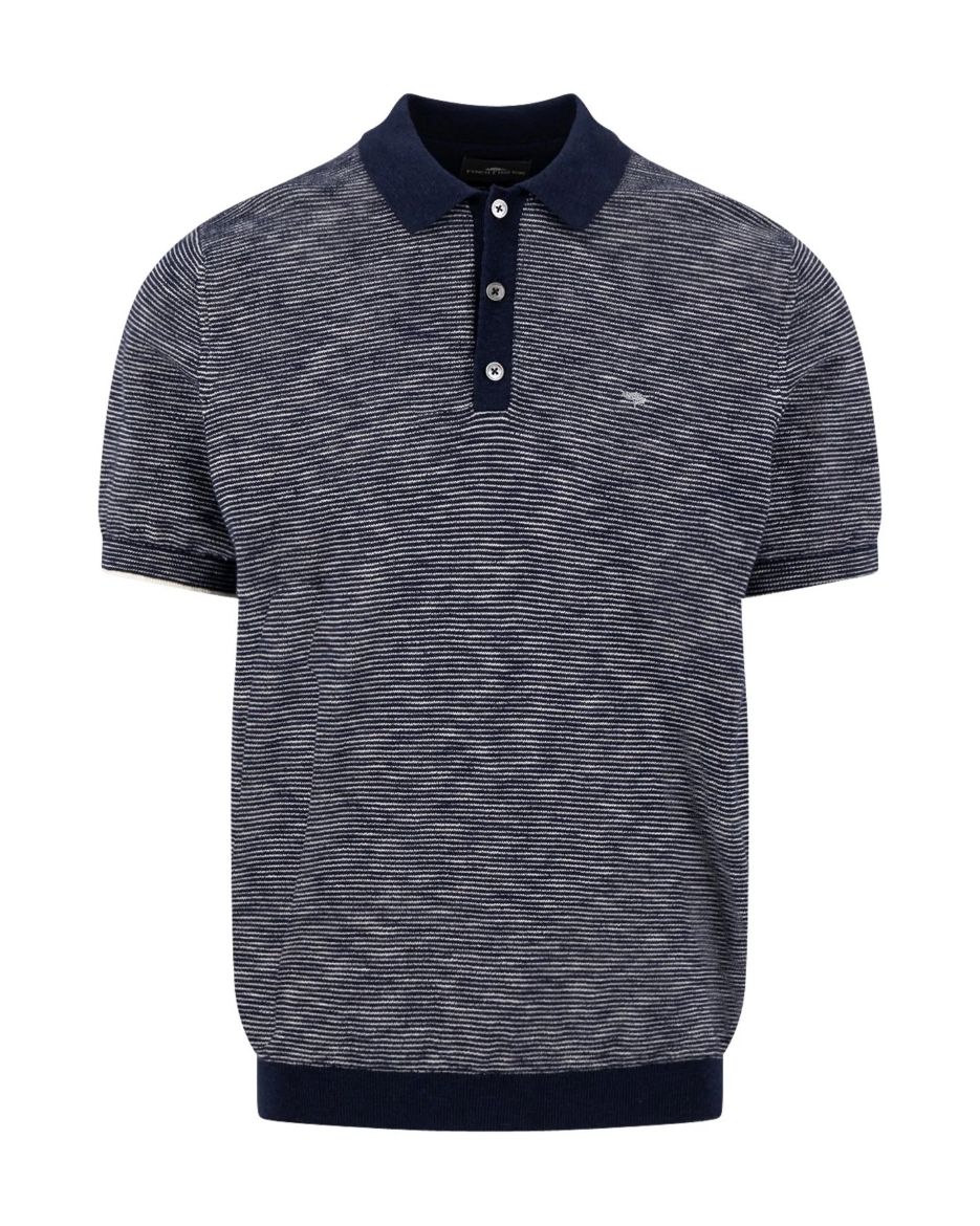 Picture of Tall Men Poloshirt Short Sleeve Striped Cotton Linen