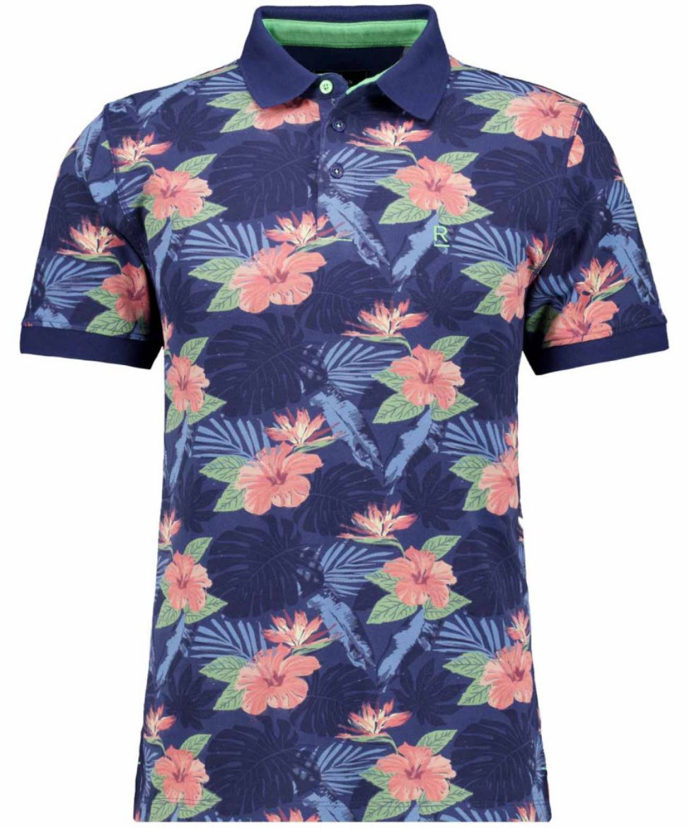 Bild von Tall Herren Poloshirt 100 % Baumwolle Allover Print