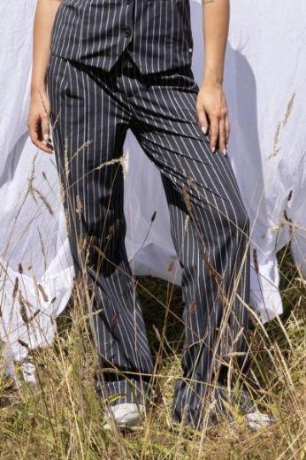 Image de Tall Femme Pantalon Lizzy Fines Rayures Pois Longueur L36 Pouces