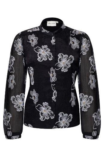 Bild von Tall Damen Bluse Lena Transparent Kontrast-Stickereien