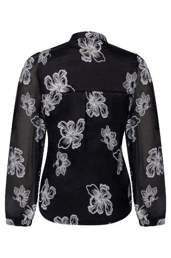 Bild von Tall Damen Bluse Lena Transparent Kontrast-Stickereien