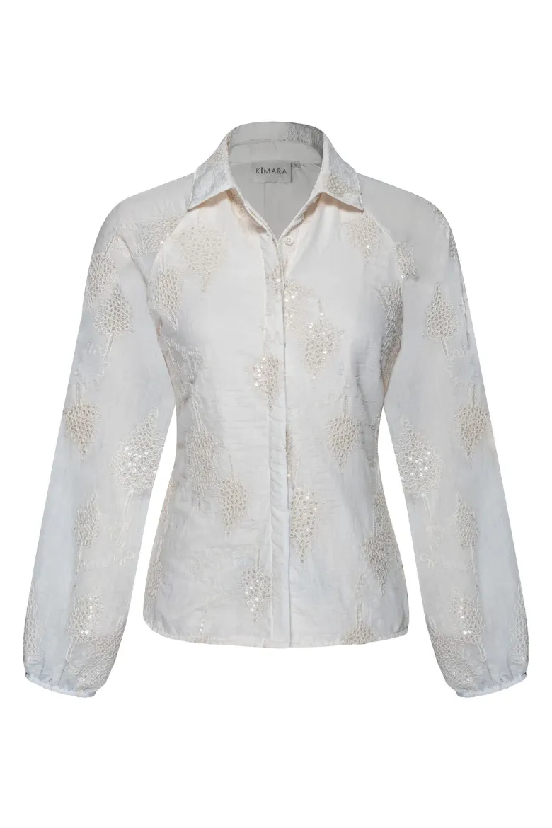 Bild von Tall Damen Bluse Renza Transparent Ton-In-Ton Stickerei