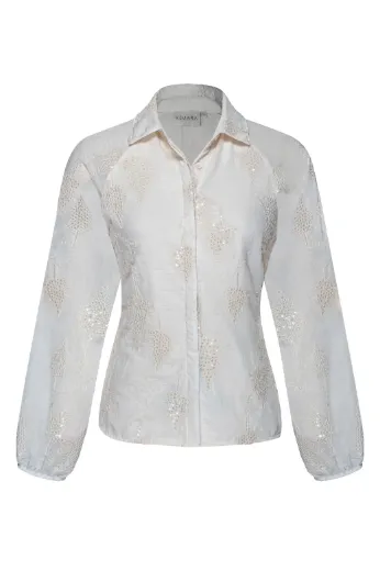 Bild von Tall Damen Bluse Renza Transparent Ton-In-Ton Stickerei