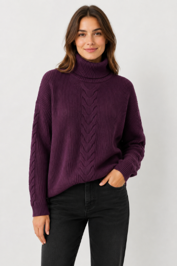 Bild von Tall Damen Zopfstrickpullover Simba Solitary Cable
