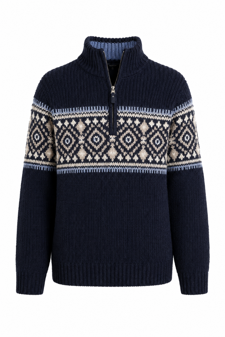 Bild von Tall Herren Strickpullover Troyer Lammwolle Gerippt