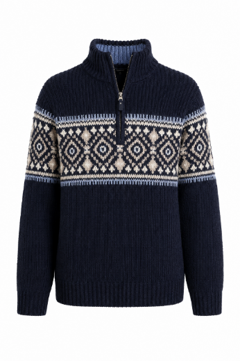 Bild von Tall Herren Strickpullover Troyer Lammwolle Gerippt