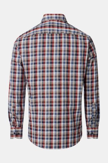 Bild von Tall Herren Hemd Casual Fit Ärmellänge 72 cm, blau orange Karo